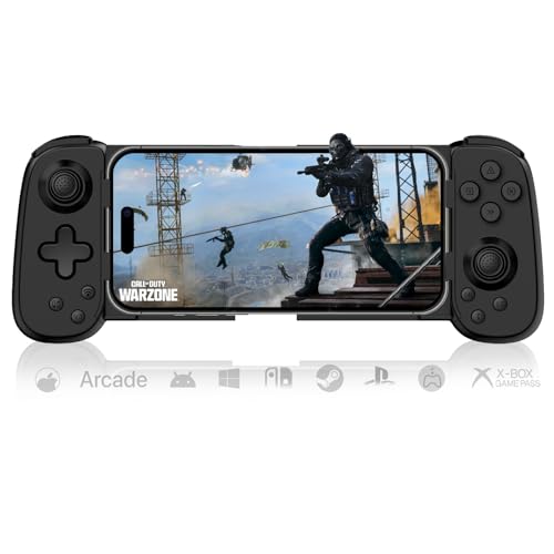 arVin Kabelloser Gamecontroller für iPhone 15, Bluetooth-Gamepad mit Hall-Effekt-Joysticks für Android/PC/Switch, kompatibel mit Xbox Game Pass(Schwarz) von arVin