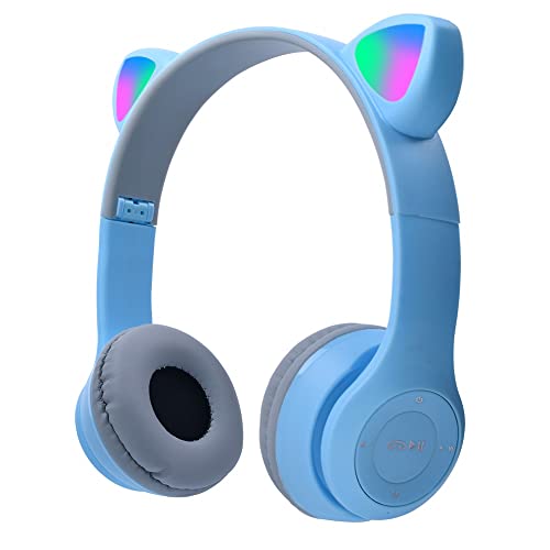 arVin Kinder kopfhörer, Katzen Ohren kopfhörer mit LED Leuchten und Mikrofon, steckbar, TF Karte verwenden, faltbares Kabellose Bluetooth Stereo Headset von arVin