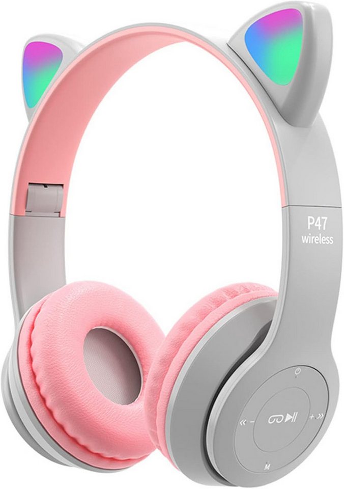 arVin mit LED Leuchten und Mikrofon, steckbar, TF Karte verwenden,Faltbares Kinder-Kopfhörer (Bluetooth 5.0 und 3,5-mm-Klinkenbuchse: Flexibilität bei der Nutzung, ohne sich Sorgen um leere Akkus machen zu müssen. Ideal für verschiedene Geräte und jederzeit einsatzbereit., Bluetooth, Leistungsstarke Funktion Drahtloses Bluetooth Stereo) von arVin