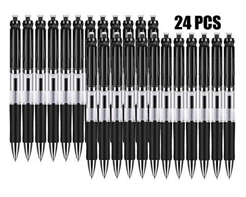 Gelstifte Schwarz，GXR 24 Stück 0,5mm Gelschreiber Einziehbarer Tintenroller Stifte für Das Schulbüro Schreiben Skizzieren Zeichnen Färben von ariel-gxr