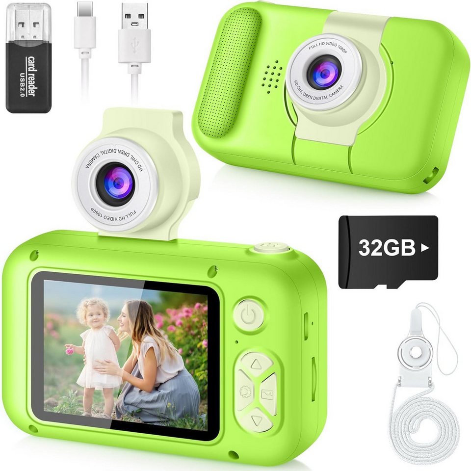 arnssien 180°Flip Objektiv Kinderkamera (Geschenk für Jahre Mädchen und Junge, 2.4 in Display Digitalkamera) von arnssien