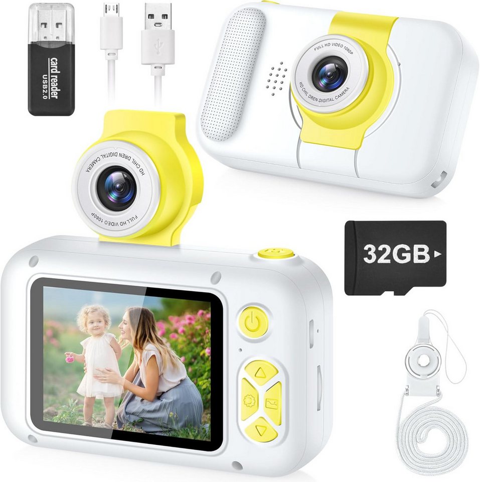 arnssien 180°Flip Objektiv Kinderkamera (Geschenk für Jahre Mädchen und Junge, 2.4 in Display Digitalkamera) von arnssien