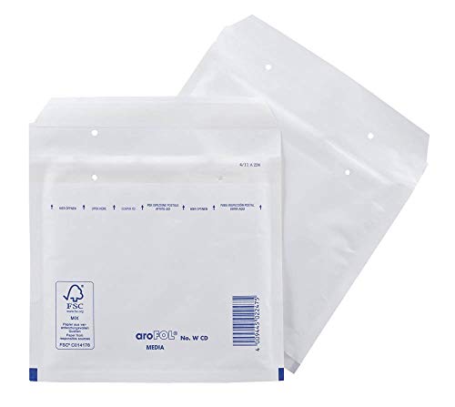 100 Stück aroFOL CLASSIC Luftpolstertaschen für CD's / CD / 18,0 x 16,5 cm / weiß von aroFOL