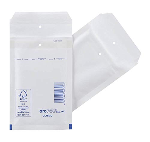 200 Stück aroFOL CLASSIC Luftpolstertaschen Größe 1 / A7 / 12,0 x 17,5 cm / weiß von aroFOL