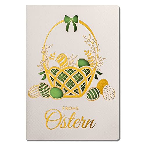 ART NUVO – EXKLUSIVE OSTERKARTEN – LASERGESCHNITTENE UND VERGOLDETE OSTERMOTIVE, BUNTE EINLAGEN UND WEISSE UMSCHLÄGE IN EINEM SET VON 10 STÜCK 120X170mm, EE_109_DE von art nuvo