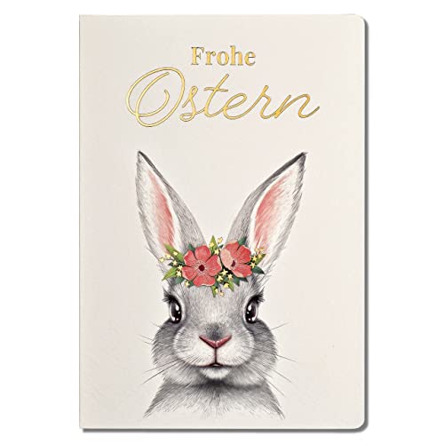 Art Nuvo EXKLUSIVE OSTERKARTEN –SATZ VON 10 MANUFAKTURKARTEN IN LEICHTEM BEIGE 120x170mm, VERGOLDETE OSTERMOTIVE HERGESTELLT AUS AQUARELLSCHMUCKPAPIER, MIT BEIGEN EINLAGEN UND UMSCHLÄGEN EE-0513 von art nuvo