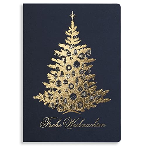 Art Nuvo – EXKLUSIVE WEIHNACHTSKARTEN – SATZ VON 10 GLEICHE KARTEN, 120x170mm, VERGOLDETE UND GEPRÄGTE WEIHNACHTSMOTIVE – HERGESTELLT AUS SCHMUCKPAPIER MIT EINLAGEN UND UMSCHLÄGEN, ACH042A, Mittel von art nuvo