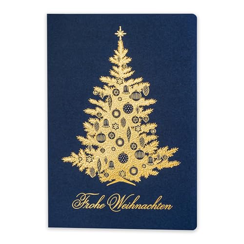 Art Nuvo – EXKLUSIVE WEIHNACHTSKARTEN – SATZ VON 10 GLEICHE KARTEN, 120x170mm, VERGOLDETE UND GEPRÄGTE WEIHNACHTSMOTIVE – HERGESTELLT AUS SCHMUCKPAPIER MIT EINLAGEN UND UMSCHLÄGEN, ACH042A, Mittel von art nuvo