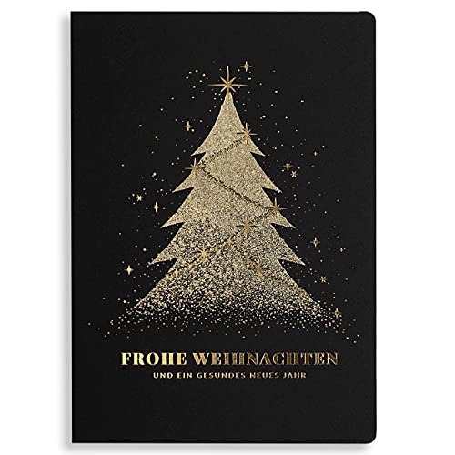 Art Nuvo – EXKLUSIVE WEIHNACHTSKARTEN – SATZ VON 10 GLEICHE KARTEN, 120x170mm, VERGOLDETE UND GEPRÄGTE WEIHNACHTSMOTIVE – HERGESTELLT AUS SCHMUCKPAPIER MIT EINLAGEN UND UMSCHLÄGEN, ACH046, Mittel von art nuvo