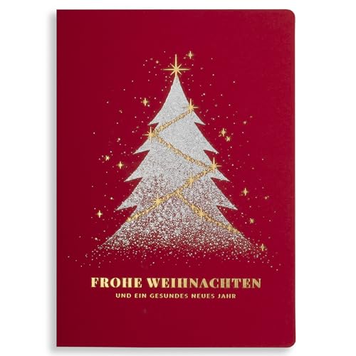 Art Nuvo – EXKLUSIVE WEIHNACHTSKARTEN – SATZ VON 10 GLEICHE KARTEN, 120x170mm, VERGOLDETE UND GEPRÄGTE WEIHNACHTSMOTIVE – HERGESTELLT AUS SCHMUCKPAPIER MIT EINLAGEN UND UMSCHLÄGEN von art nuvo