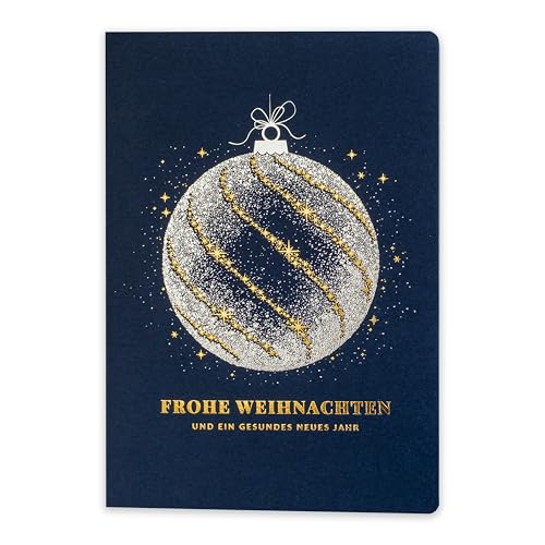 Art Nuvo – EXKLUSIVE WEIHNACHTSKARTEN – SATZ VON 10 GLEICHE KARTEN, 120x170mm, VERGOLDETE UND GEPRÄGTE WEIHNACHTSMOTIVE – HERGESTELLT AUS SCHMUCKPAPIER MIT EINLAGEN UND UMSCHLÄGEN von art nuvo