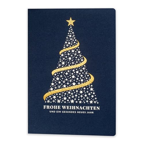 Art Nuvo – EXKLUSIVE WEIHNACHTSKARTEN – SATZ VON 10 GLEICHE KARTEN, 120x170mm, VERGOLDETE UND GEPRÄGTE WEIHNACHTSMOTIVE – HERGESTELLT AUS SCHMUCKPAPIER MIT EINLAGEN UND UMSCHLÄGEN von art nuvo