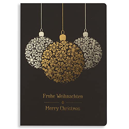 Art Nuvo – EXKLUSIVE WEIHNACHTSKARTEN – SATZ VON 10 GLEICHEN KARTEN, 120x170mm, VERGOLDETE UND GEPRÄGTE WEIHNACHTSMOTIVE – HERGESTELLT AUS SCHMUCKPAPIER MIT EINLAGEN UND UMSCHLÄGEN von art nuvo