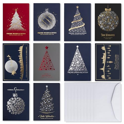 Art Nuvo Weihnachtskarten mit Umschlägen und Einlagen – Set von 10 exclusiven Weihnachtskarten von art nuvo