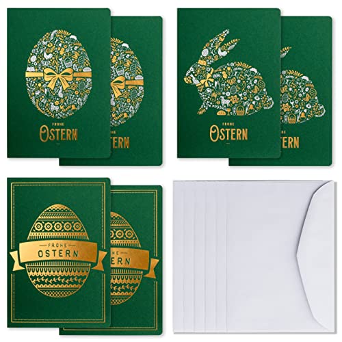 Art Nuvo EXKLUSIVER SET VON 6 OSTERKARTEN, HERGESTELLT AUS EDLEM PAPIER MIT HELLBEIGEN EINLAGEN UND UMSCHLÄGEN 120x170mm EE-MIX2 von art nuvo