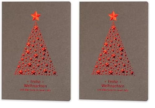 art nuvo – EXKLUSIVE WEIHNACHTSKARTEN – SATZ VON 10 GLEICHE KARTEN, 120x170mm, ROTES UND GEPRÄGTES WEIHNACHTSMOTIV – HERGESTELLT AUS SCHMUCKPAPIER MIT EINLAGEN UND UMSCHLÄGEN, Mittel (Packung mit 2) von art nuvo