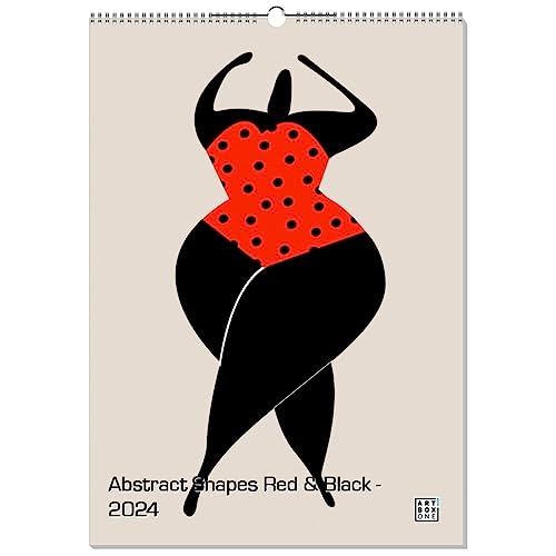 artboxONE Kalender 2024 Abstract Shapes Red & Black Wandkalender A2 2024 Abstrakt von artboxONE