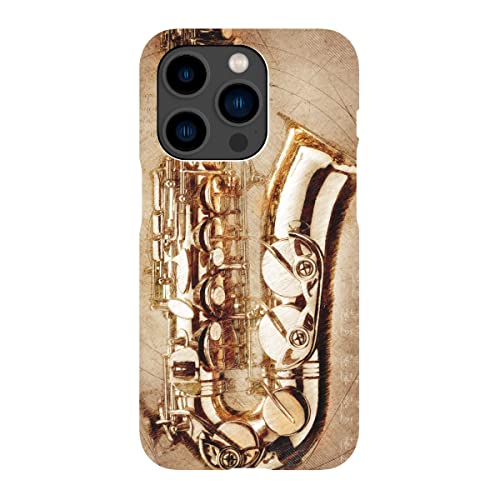 artboxONE Premium-Case Handyhülle für Apple iPhone 14 Pro Saxophone Music Instrument von Justyna Jaszke von artboxONE