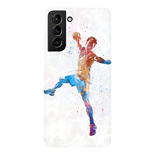 artboxONE Premium-Case Handyhülle für Samsung Galaxy S21 Handball Player in Watercolor-l von Paul Rommer von artboxONE