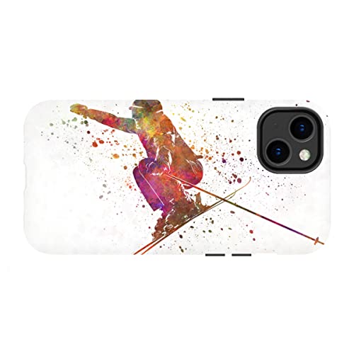 artboxONE Tough-Case Handyhülle für Apple iPhone 14 Plus Skier in Watercolor-e von Paul Rommer von artboxONE
