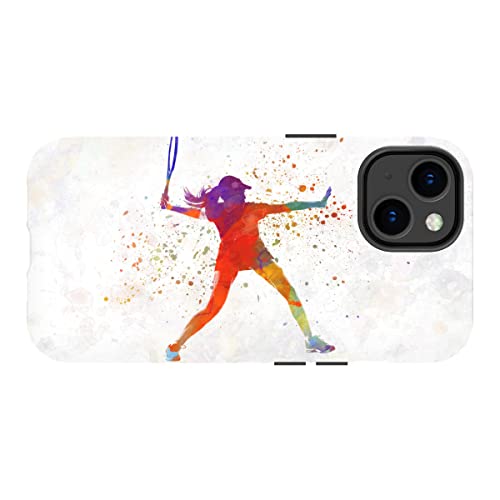 artboxONE Tough-Case Handyhülle für Apple iPhone 14 "Woman Tennis Player in Watercolor von Paul Rommer von artboxONE