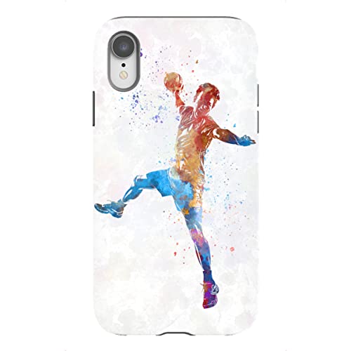 artboxONE Tough-Case Handyhülle für Apple iPhone XR Handball Player in Watercolor-l von Paul Rommer von artboxONE