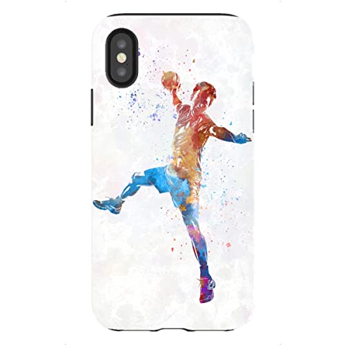 artboxONE Tough-Case Handyhülle für Apple iPhone XS Handball Player in Watercolor-l von Paul Rommer von artboxONE