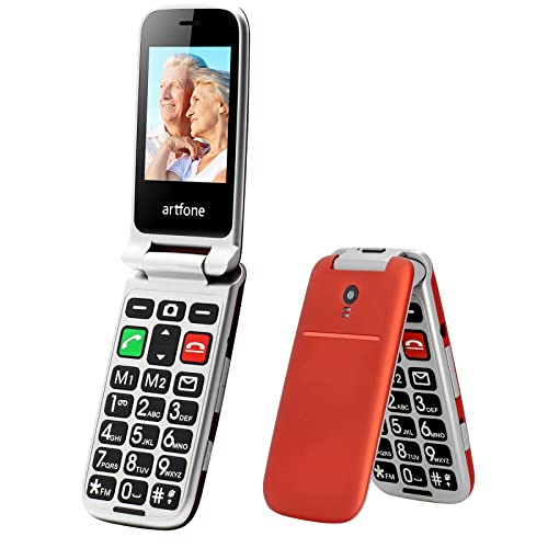 artfone CF241 Seniorenhandy Klapphandy ohne Vertrag, GSM Großen Tasten Mobiltelefon für ältere Menschen, Dual SIM und 2.4 Zoll großen Farbdisplay(Rot) von artfone