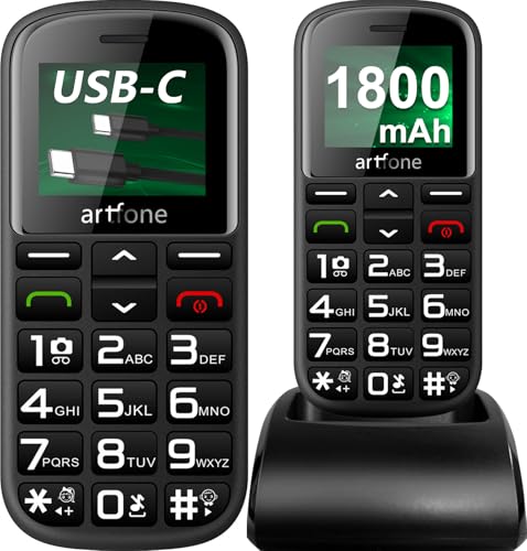 artfone CS182 Schwarz | 2G GSM Seniorenhandy | Tastenhandy ohne Vertrag | Mobiltelefon mit Notruftaste | mit Ladestation |1800mAh Akku artfone CS182 Schwarz | 2G GSM Seniorenhandy | Tastenhandy ohne Vertrag | Mobiltelefon mit Notruftaste | mit Ladestation |1800mAh Akku von artfone