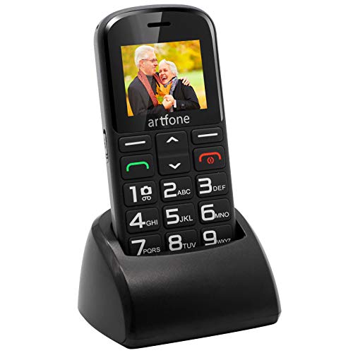 artfone CS182 Seniorenhandy ohne Vertrag mit großen Tasten Dual SIM GSM Handy mit SOS Notruftaste Type-C Ladestation und Kamera Mobiltelefon 1,8 Zoll 1400mAh Akku Lange Standby-Zeit Schwarz von artfone