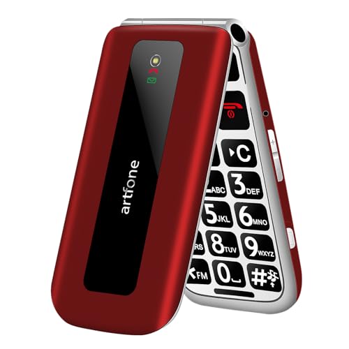 artfone F20 Seniorenhandy Klapphandy Ohne Vertrag丨2G GSM Handy für Senioren丨Dual SIM Großtasten Mobiltelefon丨2,4 Zoll Farbdisplay丨SOS Notruftaste丨FM Radio丨Zeitansagefunktion丨1300mAh Akku - Rot von artfone
