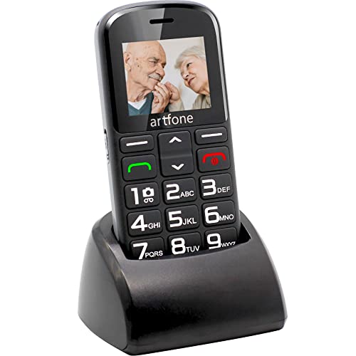 artfone Seniorenhandy | Dual SIM Handy mit Notruftaste | Rentner Handy große Tasten | 2G GSM Handy | Großtastenhandy mit Ladestation und Kamera|1400 mAh Akku Lange Standby-Zeit von artfone