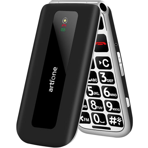 artfone Seniorenhandy Klapphandy ohne Vertrag mit Großen Tasten und SOS-Taste, 2G GSM Dual SIM Handy für Senioren mit 2,4 Zoll Farbdisplay, Taschenlampe und 1000 mAh Akku - Schwarz von artfone