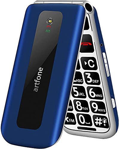 artfone Seniorenhandy ohne Vertrag, Klapphandy Mobiltelefon mit Großen Tasten, 2G GSM Handy für Senioren mit 2,4 Zoll Farbdisplay, Dual SIM, SOS Notruftaste, Taschenlampe, 1000 mAh Akku-Blau von artfone