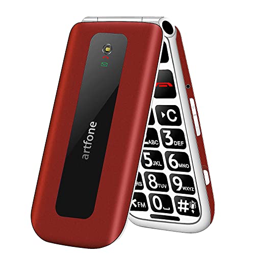 artfone Seniorenhandy ohne Vertrag, Klapphandy Mobiltelefon mit Großen Tasten, 2G GSM Handy für Senioren mit 2,4 Zoll Farbdisplay, Dual SIM, SOS Notruftaste, Taschenlampe, 1200 mAh Akku-Rot von artfone