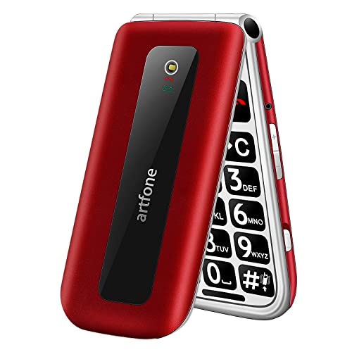 artfone Seniorenhandy ohne Vertrag,2G GSM Klapphandy mit großen Tasten,Rentner Handy für Senioren mit SOS Notruftaste,Mobiltelefon 2,4 Zoll Farbdisplay,Dual SIM,Taschenlampe-Rot von artfone