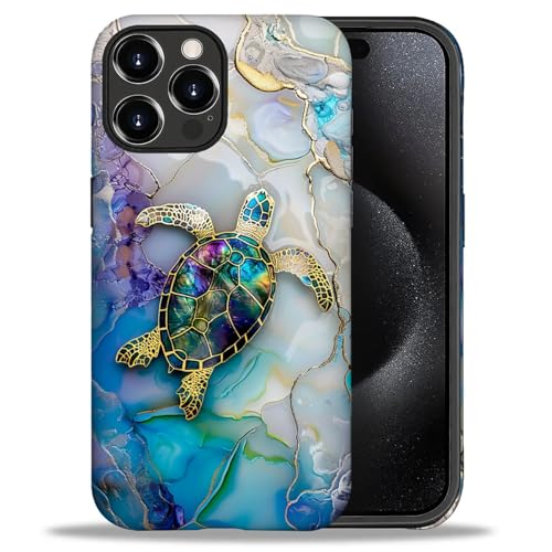 artslion 2 in 1 Cute Hülle für iPhone 16 Pro 6.3 Zoll, Stoßfest FallSchutz Handyhülle Glasschildkröte Sturzschutz Case von artslion