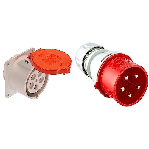 as - Schwabe 60441 Anbaudose 400V / 32A, IP44 Gewerbe, Baustelle & UNITEC 40578L CEE-Stecker 32A, lose, rot von as - Schwabe