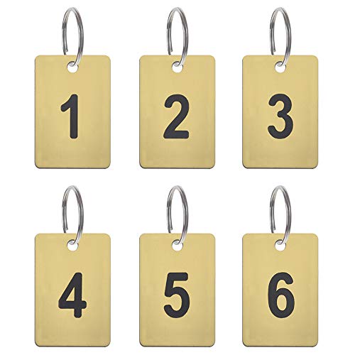 20 Stück Schlüsselanhänger, gravierte Zahlen Schlüssel Anhänger mit Metaller Schlüsselring Nummer 1-20, Golden von aspire