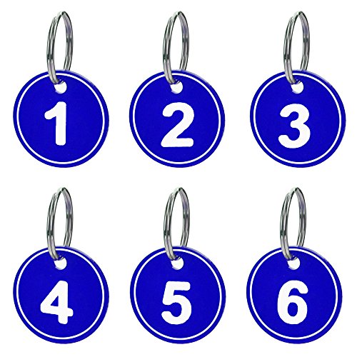 Aspire 20 Stück Schlüsselanhänger, ABS-Nummer Schlüssel Anhänger mit Schlüsselring, Nummer 1-20 Blau von aspire