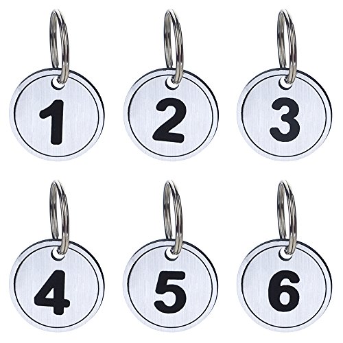 Aspire 20 Stück Schlüsselanhänger, ABS-Nummer Schlüssel Anhänger mit Schlüsselring, Nummer 1-20 Silber von aspire