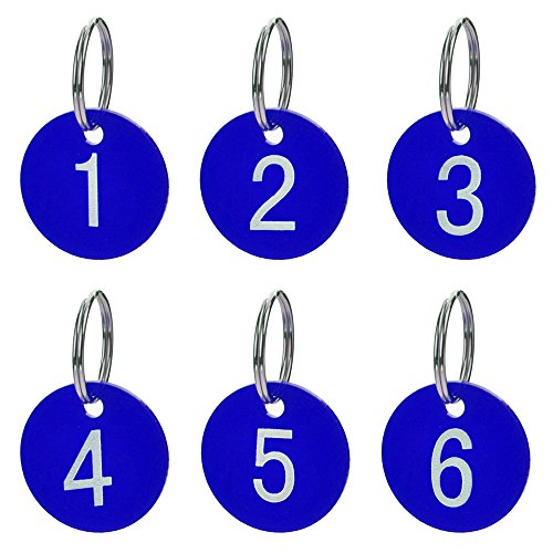 Aspire 50 Stück Schlüsselanhänger, Acryl Nummer Schlüssel Anhänger Nummer ID Tags mit Schlüsselring - Blau 1 to 50 von aspire