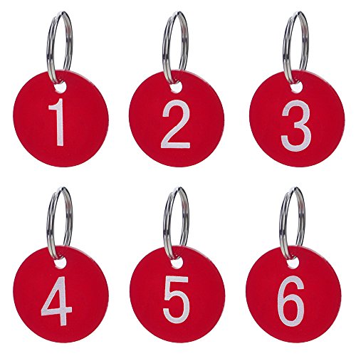 Aspire 50 Stück Schlüsselanhänger, Acryl Nummer Schlüssel Anhänger Nummer ID Tags mit Schlüsselring - Rot 51 to 100 von aspire
