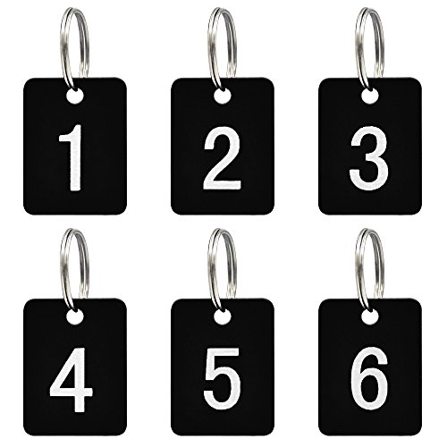 Aspire 50 Stück Schlüsselanhänger, Acryl Nummer Schlüssel Anhänger Nummer ID Tags mit Schlüsselring - Schwarz 1 to 50 von aspire