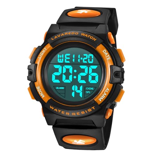 aswan watch Digitaluhr Kinder Jungen mit Wecker,Stoppuhr,LED Licht,Datum-Sport Armbanduhr mit Silikonarmband-Blau-S von aswan watch