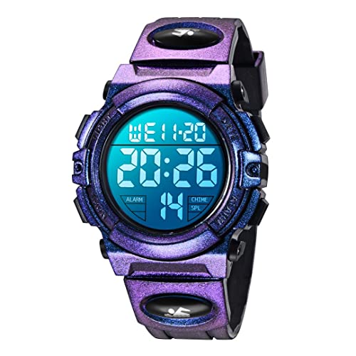 aswan watch Digitaluhr Kinder Jungen mit Wecker,Stoppuhr,LED Licht,Datum-Sport Armbanduhr mit Silikonarmband-M von aswan watch