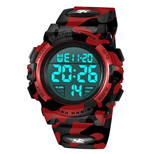 aswan watch Digitaluhr Kinder Jungen mit Wecker,Stoppuhr,LED Licht,Datum-Sport Armbanduhr mit Silikonarmband-M von aswan watch