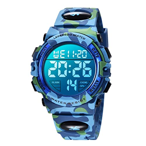 aswan watch Digitaluhr Kinder Jungen mit Wecker,Stoppuhr,LED Licht,Datum-Sport Armbanduhr mit Silikonarmband-M von aswan watch