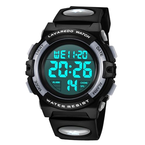 aswan watch Digitaluhr Kinder Jungen mit Wecker,Stoppuhr,LED Licht,Datum-Sport Armbanduhr mit Silikonarmband-M von aswan watch