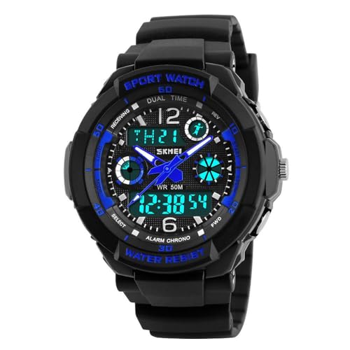 aswan watch Digitaluhr Kinder Jungen mit Wecker,Stoppuhr,LED Licht,Datum-Sport Armbanduhr mit Silikonarmband von aswan watch